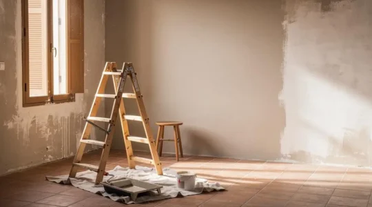 Salón español recién renovado con pintura fresca y luz natural tras una reforma de fin de semana