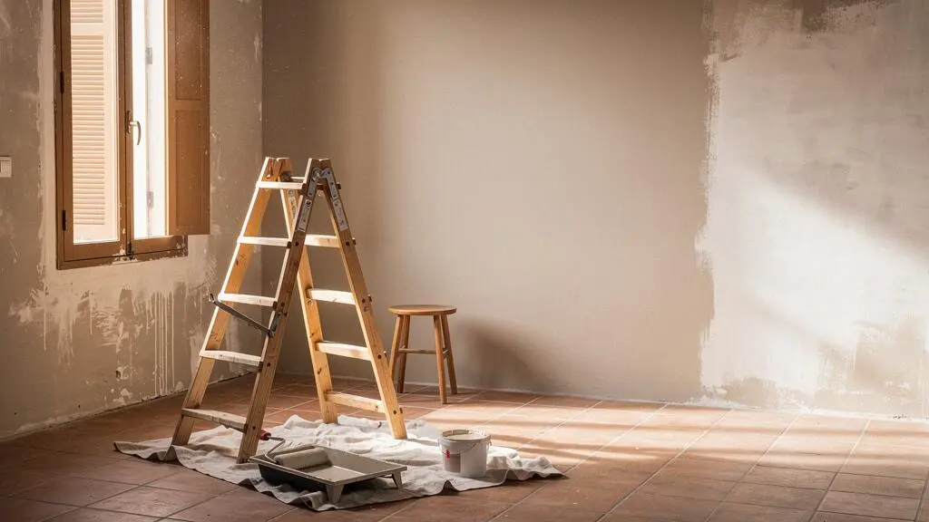 Salón español recién renovado con pintura fresca y luz natural tras una reforma de fin de semana